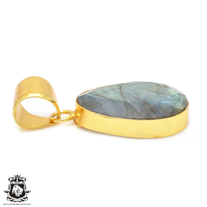 Faceted Labradorite 24K Gold Plated Pendant  GPH122