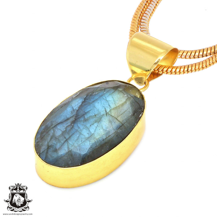 Faceted Labradorite 24K Gold Plated Pendant  GPH125