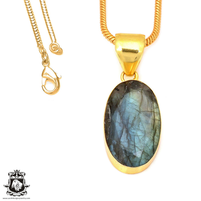 Faceted Labradorite 24K Gold Plated Pendant  GPH125