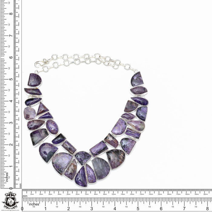 Charoite Necklace Bracelet Earrings SET786