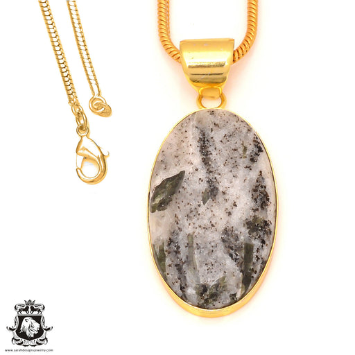 Epidote 24K Gold Plated Pendant 3mm Snake Chain GPH174