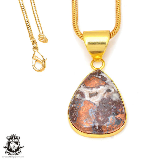 Pyritized Crazy lace Agate 24K Gold Plated Pendant  GPH180