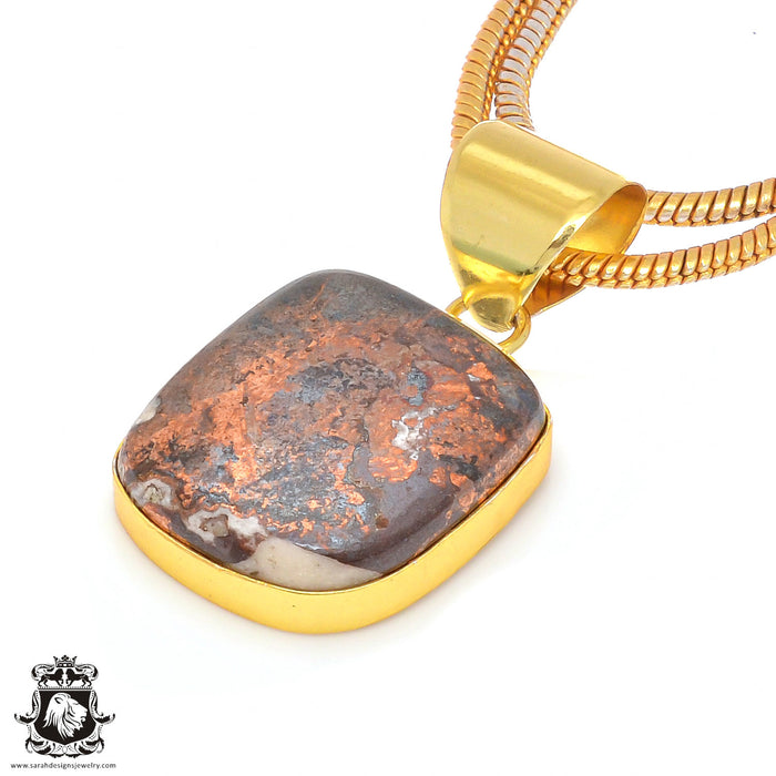 Pyritized Crazy lace Agate 24K Gold Plated Pendant  GPH182