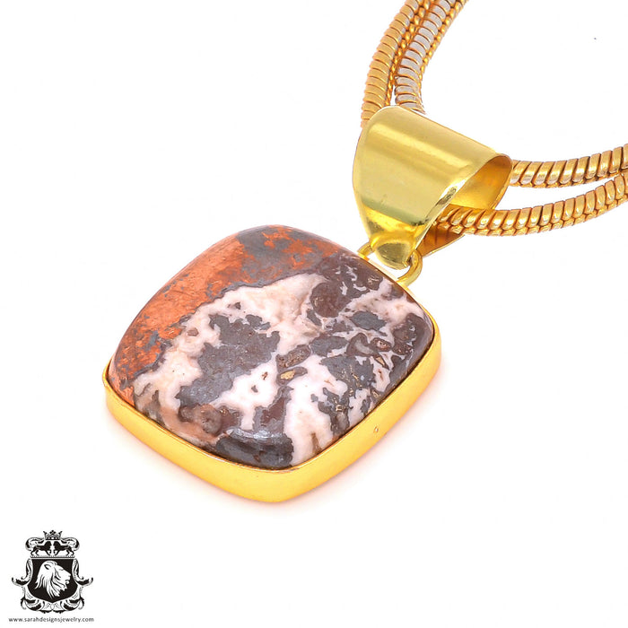 Pyritized Crazy lace Agate 24K Gold Plated Pendant  GPH185