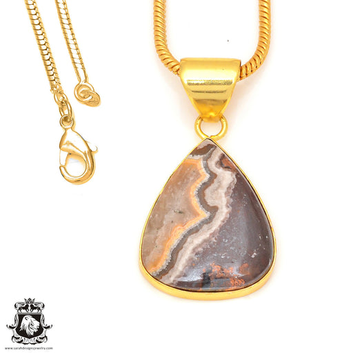 Pyritized Crazy lace Agate 24K Gold Plated Pendant  GPH187
