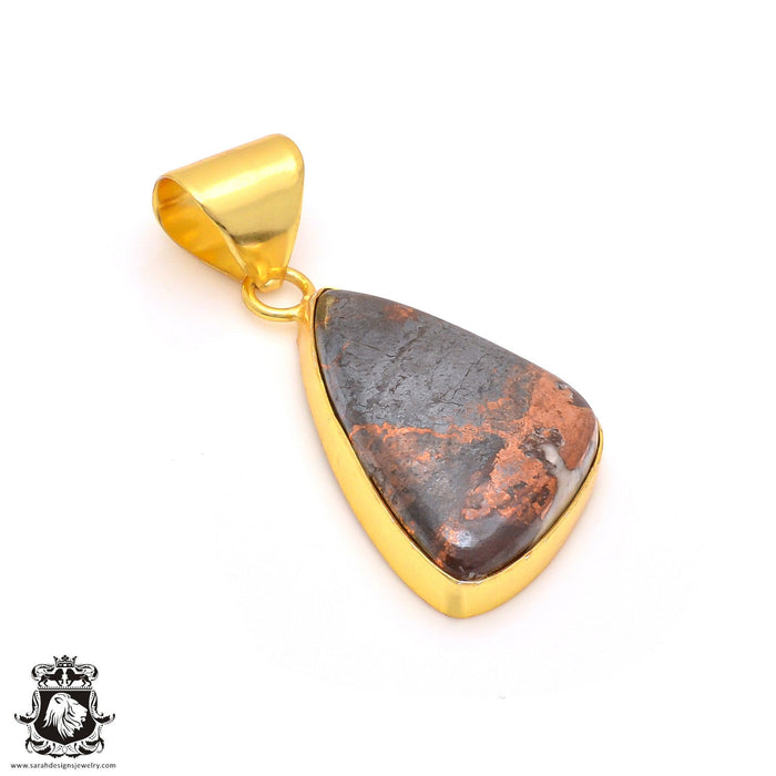 Pyritized Crazy lace Agate 24K Gold Plated Pendant  GPH189