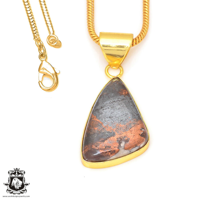Pyritized Crazy lace Agate 24K Gold Plated Pendant  GPH189