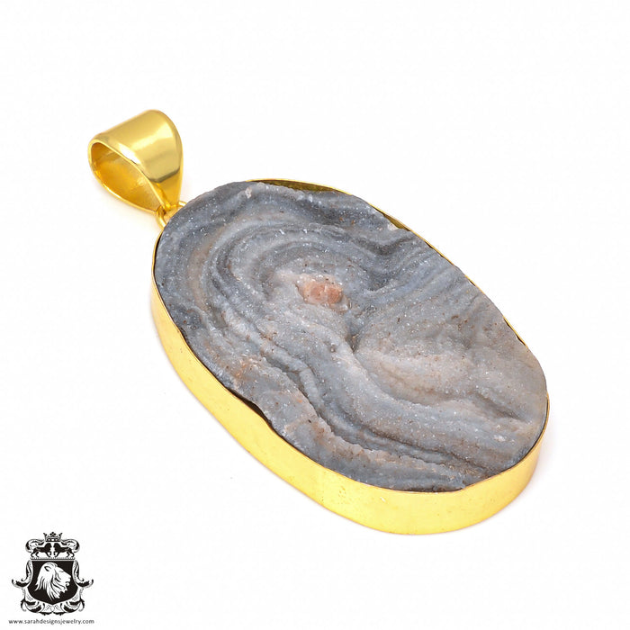 3.6 Inch Desert Druzy 24K Gold Plated Pendant  GPH220