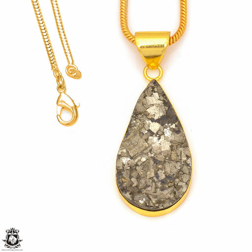 Pyrite 24K Gold Plated Pendant 3mm Snake Chain GPH242