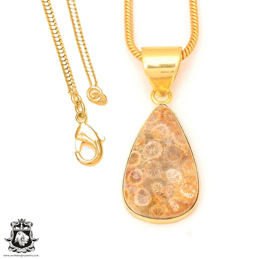 Fossilized Coral 24K Gold Plated Pendant  GPH321