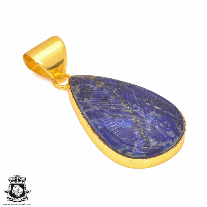 Lapis Lazuli 24K Gold Plated Pendant 3mm Snake Chain GPH345
