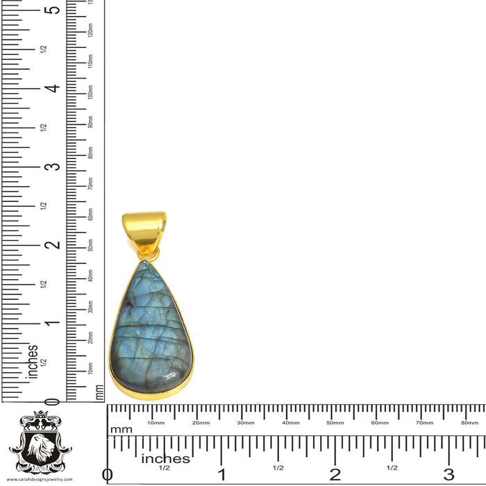 Blue Labradorite 24K Gold Plated Pendant  GPH416