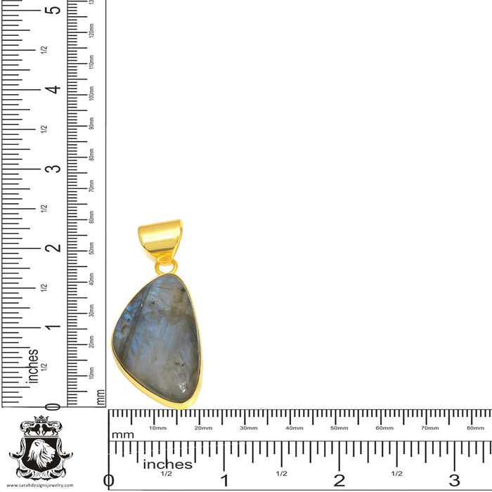 Blue Labradorite 24K Gold Plated Pendant  GPH428