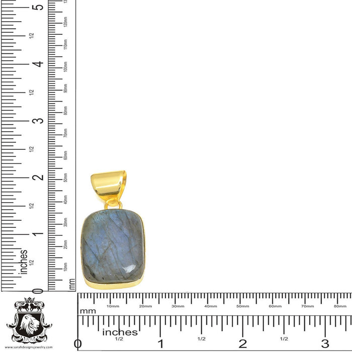 Blue Labradorite 24K Gold Plated Pendant  GPH438