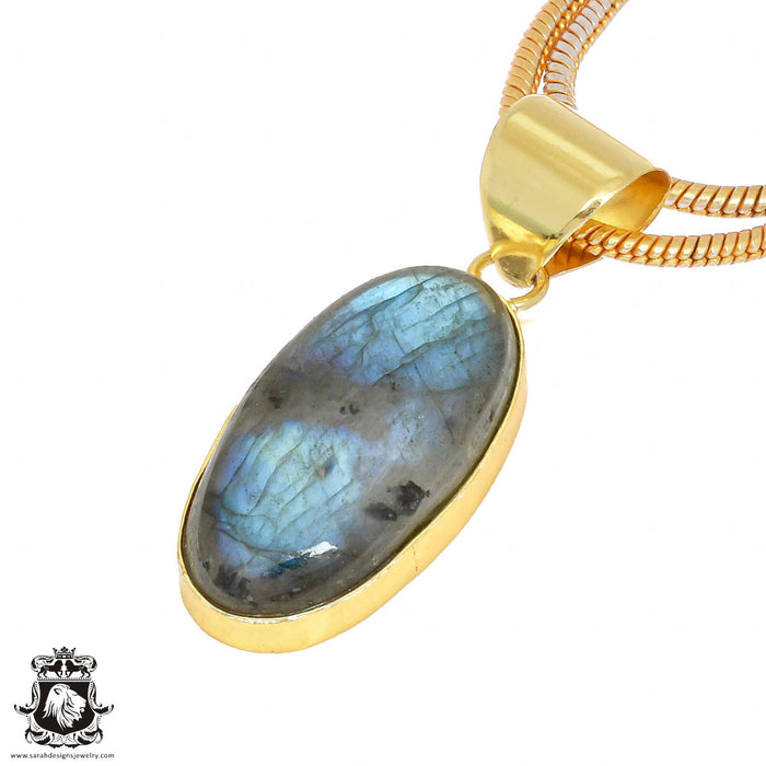 Blue Labradorite 24K Gold Plated Pendant  GPH439