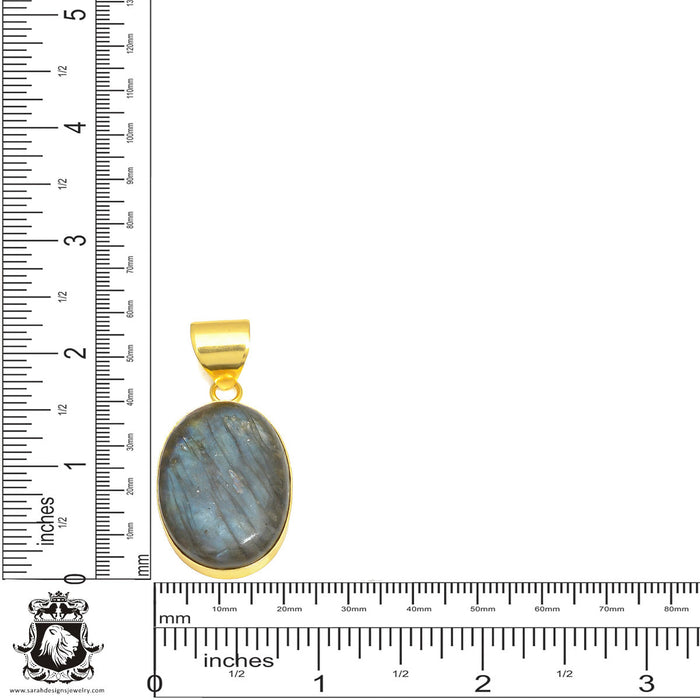 Blue Labradorite 24K Gold Plated Pendant  GPH440