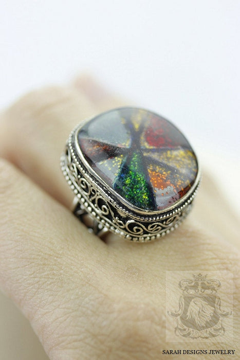 Size 9 Murano Glass Sterling Silver Ring r1857