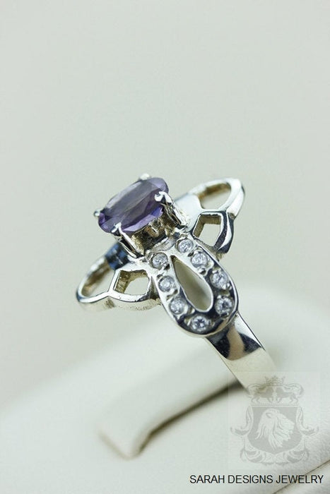 Size 6.5 Amethyst White Topaz Sterling Silver Ring r513