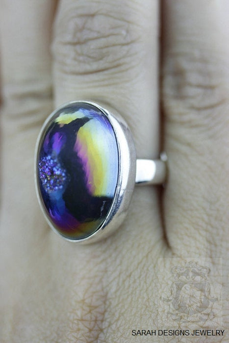 Size 7 Druzy Sterling Silver Ring r897