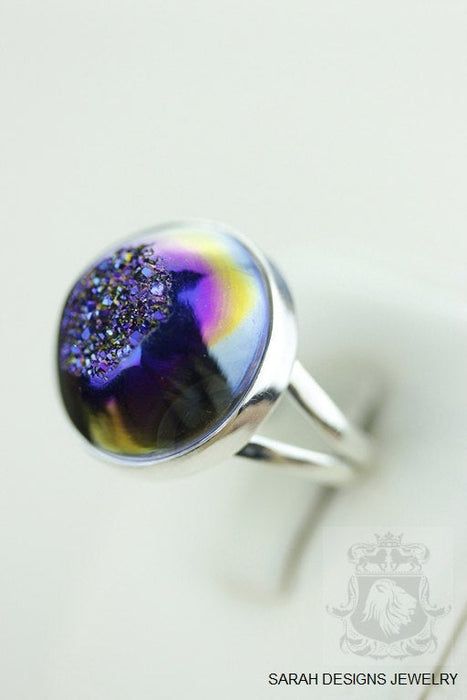Size 8 Drusy Sterling Silver Ring r1140