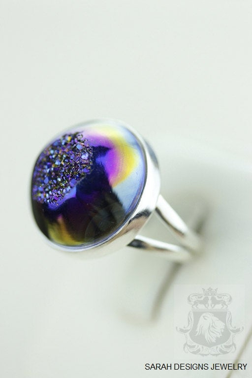 Size 8 Drusy Sterling Silver Ring r1140