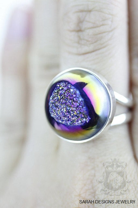 Size 7 Druzy Sterling Silver Ring r1172
