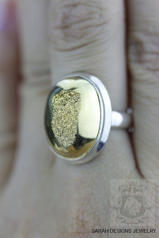 Size 6 Drusy Fine Sterling Silver Ring r1395