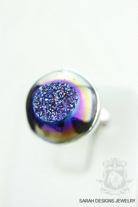 Size 7 Druzy Sterling Silver Ring r1410