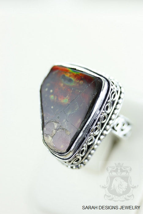 Size 7 Ammolite Sterling Silver Ring r1614